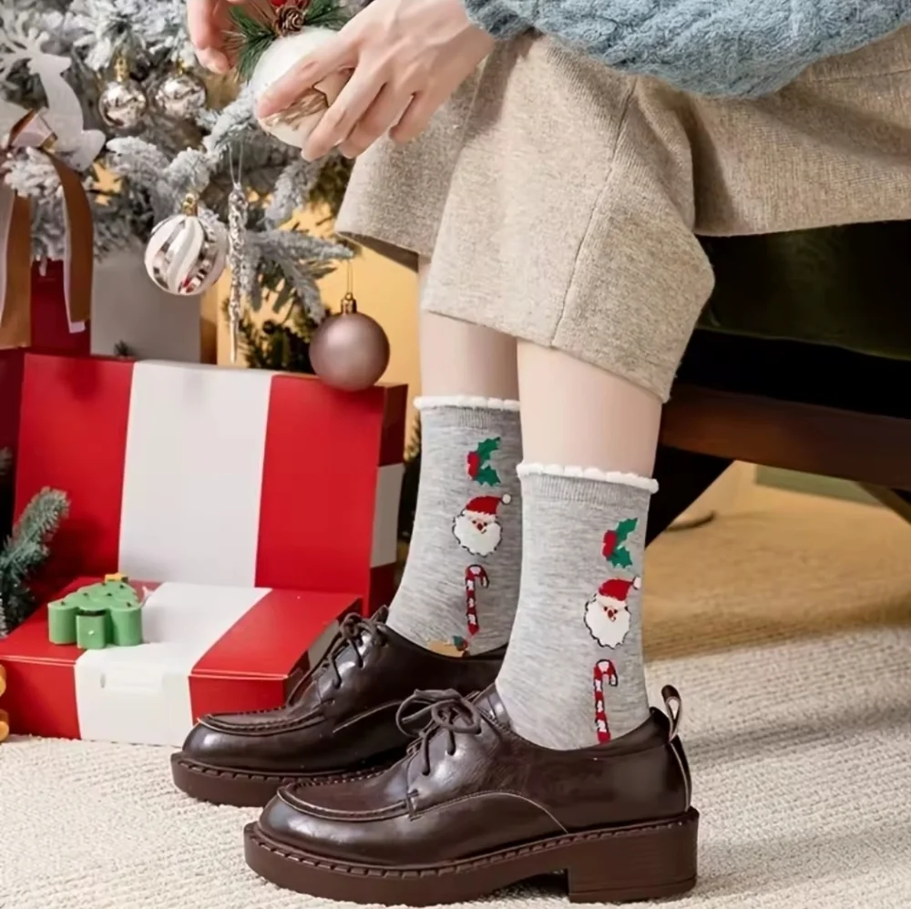 🍒🍒 Festive Holiday Ankle Socks - Black, White, Red, Blue, Gray